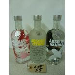3 x Bottles of Absolut Flavoured Vodka to Include: 1 x Raspberry, 1 x Citroen & 1 x Vanilla