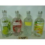 4 x Bottles of Absolut Flavoured Vodka to Include: 1 x Raspberry, 1 x Citroen 1 x Mango & 1 x Pear.