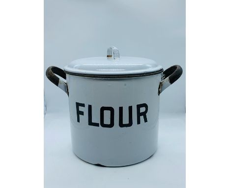 A vintage enamel Flour bin