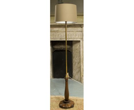 STANDING LAMP, Victorian rosewood and brass (adapted), 160cm H x 35cm W including shade.