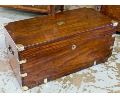 TRUNK, 19th century camphorwood and brass bound with rising lid and carrying handles, 97cm W x 47cm D x 46cm H. 