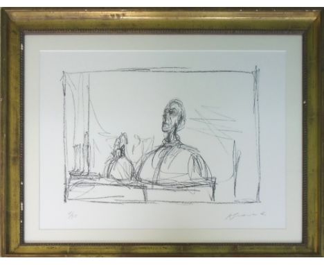 ALBERTO GIACOMETTI, off-set lithograph, studio signed and numbered in the plate, printed by Maeght, 51cm x 69cm, framed and g