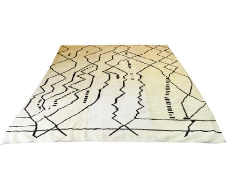 MOROCCAN BERBER BENI OURAIN CARPET, 390cm x 310cm, depicting the Atlas Mountains.