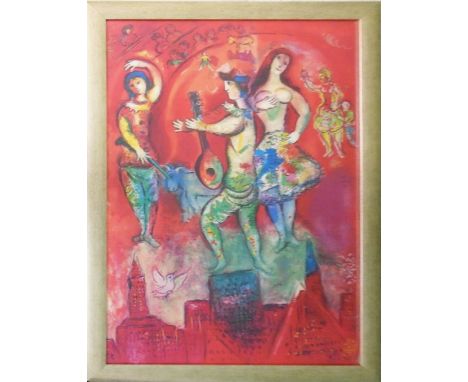 MARC CHAGALL, 'Circus in the Sky', offset lithograph edition of 1500 published by Charles Sorlier, 1962, 100cm x 65cm. 
