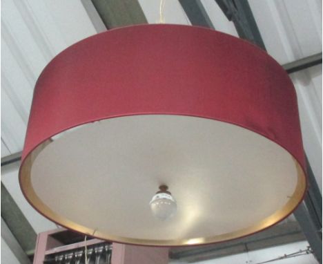HANGING LIGHT, six branch circular with shade and diffuser below 80cm dia x 67cm H plus chain.