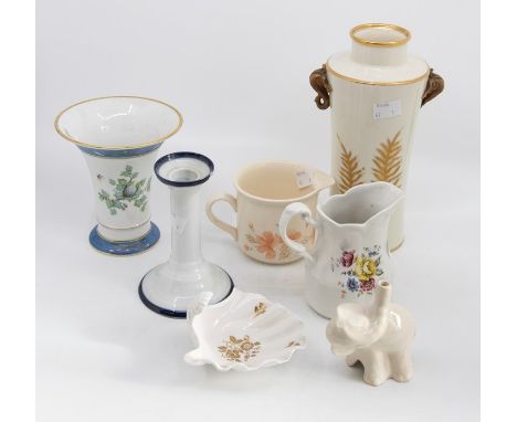 Decorative ceramics including Continental, Kaiser 'Birdie' vase; tile; Worcester vase; etc (8)