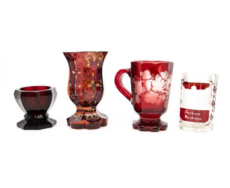 Four pieces&nbsp;of 19th century and later ruby glass (4)