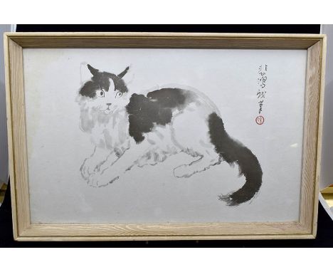 A Japanese print of a cat