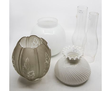 A collection of assorted glass oil lamp shades and funnels&nbsp;