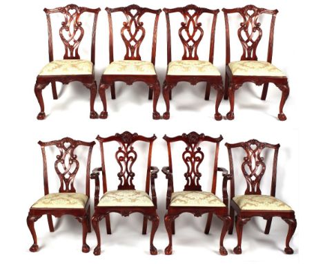 Property of a deceased estate - a set of eight Chippendale style carved mahogany dining chairs, including two carvers (8) (se