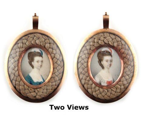 Property of a gentleman - English school, circa 1770 - PORTRAITS OF TWO LADIES, PROBABLY SISTERS - a double sided portrait mi