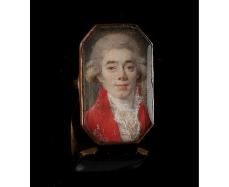Property of a lady - a late 18th century portrait miniature depicting a gentleman, signed 'P.N. HALL', mounted as a ring, the