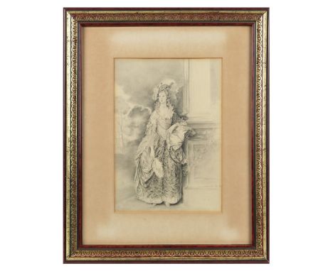 Property of a gentleman - English school - PORTRAIT OF AN EIGHTEENTH CENTURY LADY - charcoal drawing, 9.45 by 6.7ins. (24 by 