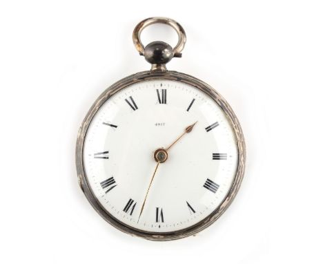 Property of a deceased estate - a William IV silver cased pocket watch, the key wind movement with single chain fusee, inscri