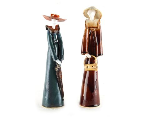 Property of a deceased estate - Marita Benke-Gajda (modern Polish) - LADIES - two polychrome ceramic figures, the taller 10.5