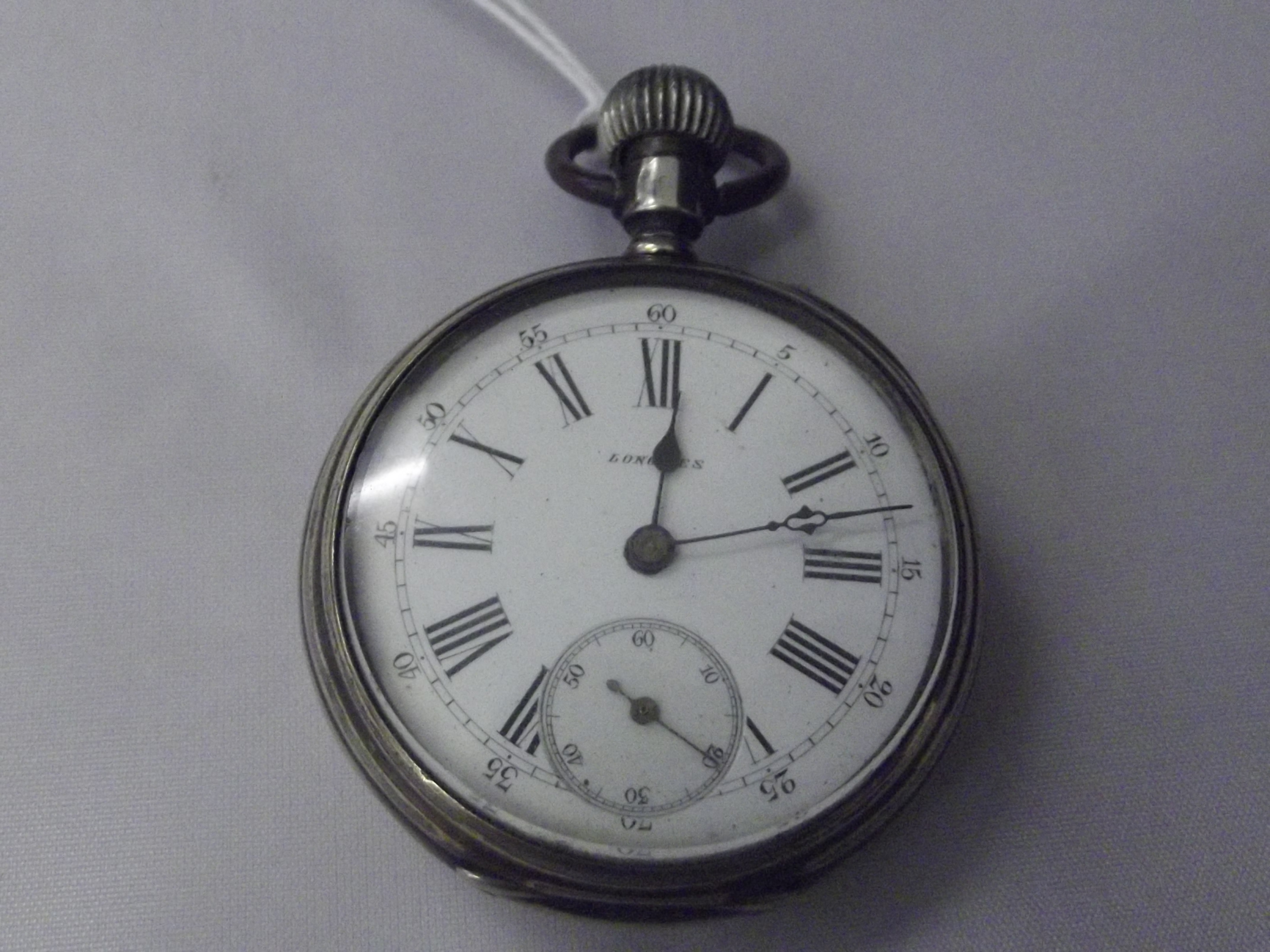 Longines 800 Silver Pocket Watch, case no 311857, In scripted 