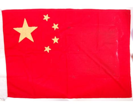 A vintage mid-century (believed 1960's) flag of China. Red ground, with five stars to top left corner. One larger star, surro