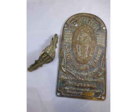 BRASS TRACTION ENGINE PLATE AND ONE OTHER