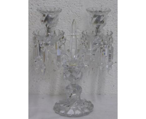 3 BRANCH BACCARAT LUSTRE CANDLESTICK