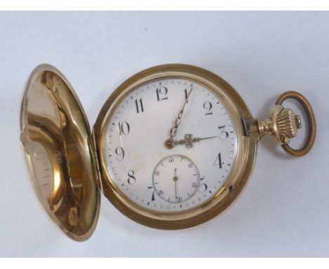 IWC SHAFFHAUSEN 14K HUNTER POCKET WATCH, C1890