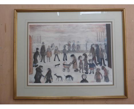 FRAMED PRINT AFTER LOWRY, 'THE PARK' LIMITED EDITION 381/ 850