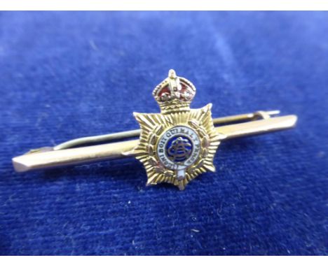 EARLY ARMY SERVICE CORPS 9CT GOLD BAR BROOCH