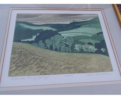 JOHN BRUNSDON PRINT 'DUSK OVER PEN-Y-GWRYD' SIGNED IN PENCIL &amp; NUMBERED 133/150 APPROX 30 X 23 CM