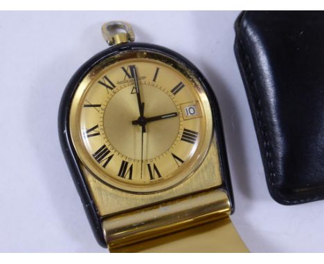 JAEGER LE COULTRE PENDANT/ TRAVELLING ALARM CLOCK WITH ORIGINAL LEATHER POUCH