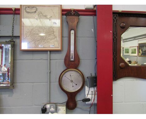 A Joseph Corti wall hanging barometer, shell motive inlay