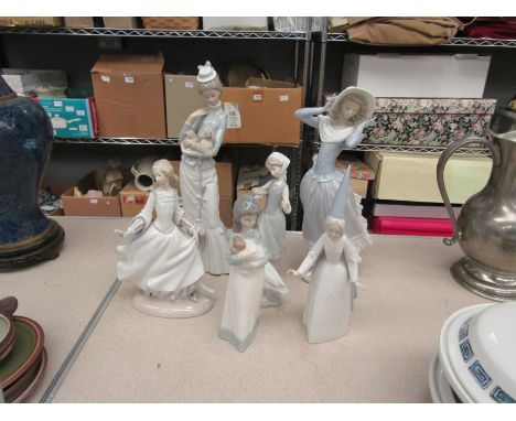 Five Lladro figures and a Nao figurine a/f (6)