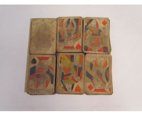 Seventy nine assorted 19th Century playing cards, of which fifteen various picture cards, the majority with green backs and m