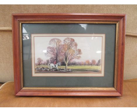 A collection of paintings by R. Dobson including cottage and hunting scenes