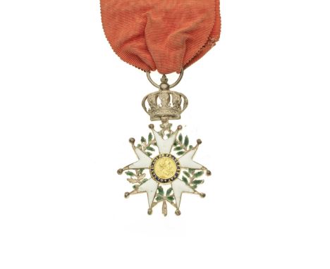 A French Legion of Honour (Legion d'Honneur)A Knight's breast badge, 4.8cm x 3.2cm, in gold, silver and enamel, the obverse w