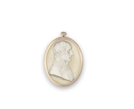 A small gold-mounted glass pendant with cristallo-ceramie portrait of Napoleon Bonapartecirca 1802-03The portrait possibly by