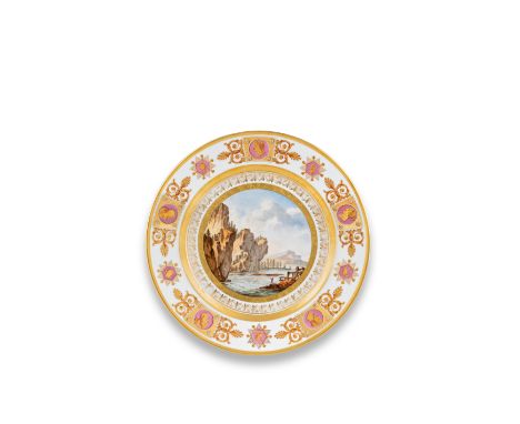 A Sèvres dessert plate from the service with 'vues de Suisse' given by Napoleon to his stepson, Eugène de Beauharnais, circa 