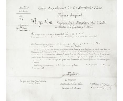 NAPOLEON AT SCHÖNBRUNNEngraved Imperial Decree with manuscript insertions, signed ('Charles Maurice'), prince de Talleyrand, 