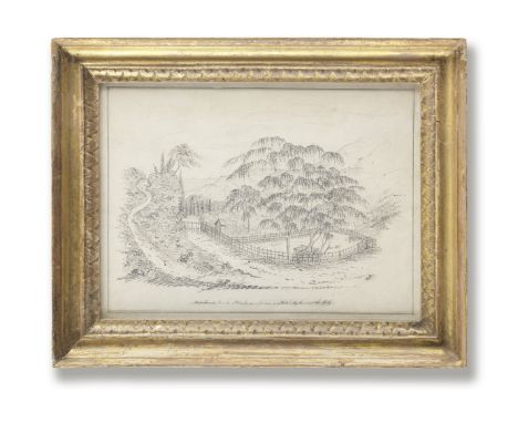Charles Montrion (British, active 1820-1840)Napoleon's tomb, St. Helena, from a sketch taken on the spot signed with initials