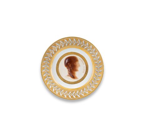 A Sèvres plate from the cameo service for Count Romanzoff, circa 1808Decorated with the portrait man in profile in imitation 