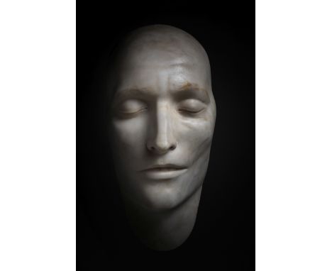 A MARBLE DEATH MASK OF NAPOLEONCirca 1826,  Gesso backed after the Rev Richard Boys example, inscribed on the reverse '1826 R