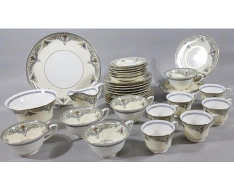 A Royal Worcester The Duchess pattern part service, to include circular serving plate, 22cm dia. sugar bowl, milk bowl, milk 