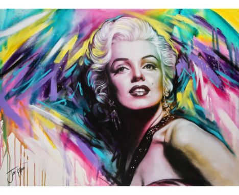 Jen Allen (b. 1979), 'But Stiff Back or Stiff Knees, You Stand Straight at Tiffany's', portrait of Marilyn Monroe, acrylic on