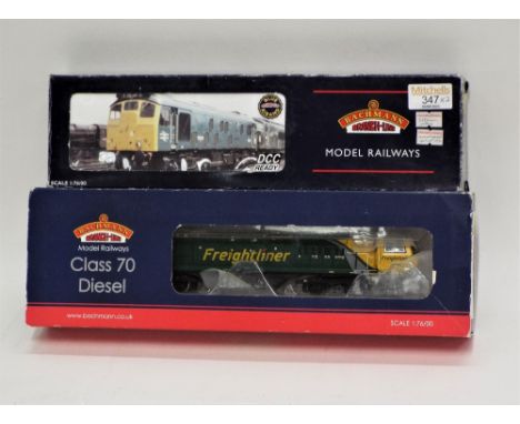 Two Bachmann 00 gauge boxed diesel locomotives, class 25 D5211 and class 70 freight liner 