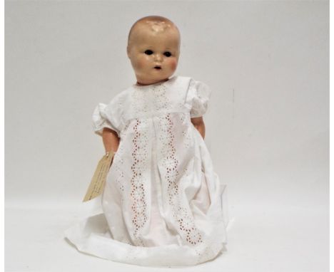 Early 20th century ceramic doll with glass eyes (indistinct marks to neck and back of the head)