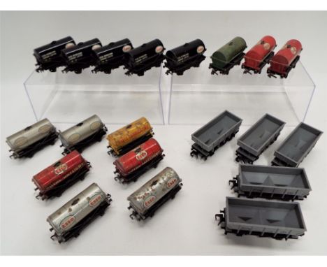 Fifteen Hornby Dublo fuel tankers and five Hopper wagons 