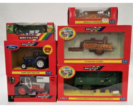 Britain's 1-32 scale boxed Diecast tractors and farm equipment, trailer 9557, Ford 5000 tractor, 42196, David Brown tractor 4