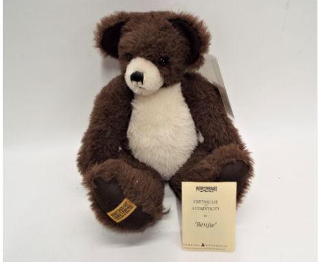 Merrythought mohair bear, limited edition, No. 364 of 1938, Benjie, replica of 1938 Bingie with original box and certificate 