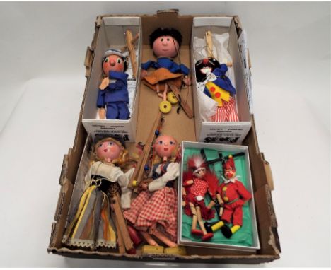 Collection of Pelham and traditional puppets, Florence from The Magic Roundabout, Tyrol girls, Punch, Flapper girl etc