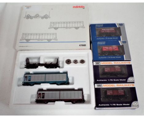 00 gauge Marklin boxed freight set, 47881, and four Dapol open wagons, Carlisle Cooperative, Allerdale Coal Co and Naworth co