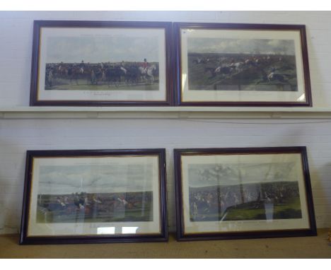 Four framed Hunting prints - each measuring 132 cm x 88 cm 