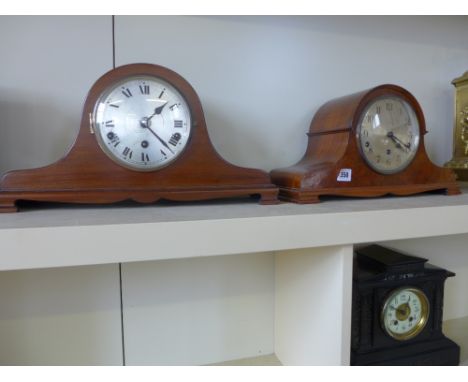 Two three train mantel clock in a burr walnut veneer case - Mathers and Sons, Cambridge by Garrard Clocks Ltd - with pendulum